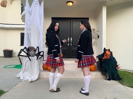 Naughty schoolgirls suck off a big black cock after consulting the Ouija board