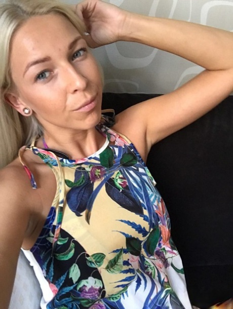 Blonde amateur from Slovenia takes safe for work selfies in a few outfits