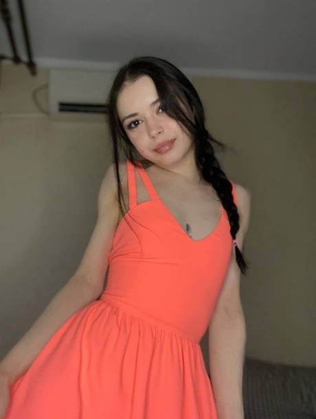 Sweet brunette teen Molly Lo takes a series of non-nude self shots