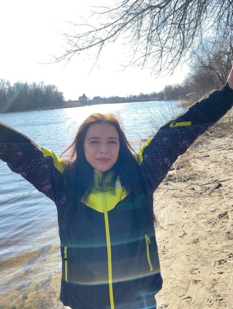 Sweet brunette teen Molly Lo takes a series of non-nude self shots