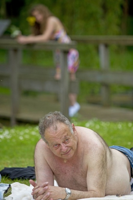 Adorable Bunny Babe blows off a fat old man in public & rides his dick