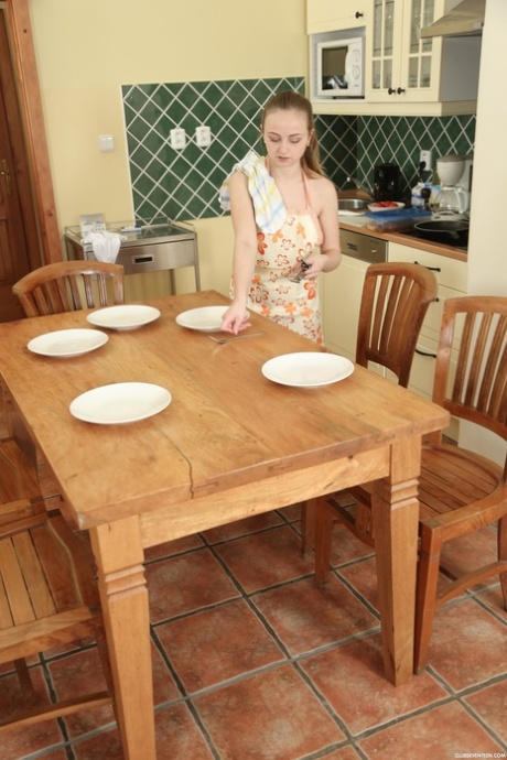 European teen Lady Bug flaunts her big ass and enjoys sucking several dongs