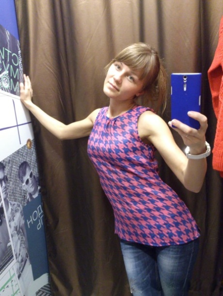 Playful amateur teen posing and stripping in a solo compilation