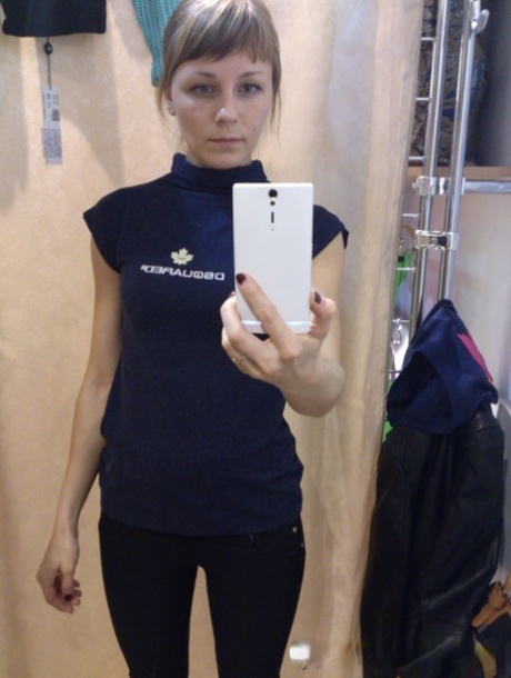 Playful amateur teen posing and stripping in a solo compilation