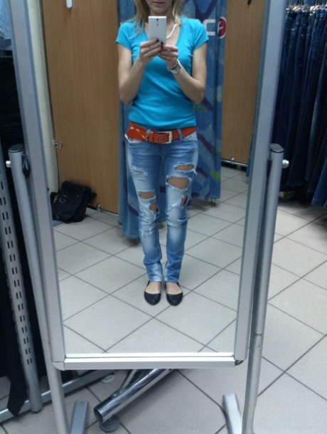 Playful amateur teen posing and stripping in a solo compilation