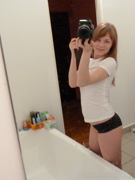 Playful amateur teen posing and stripping in a solo compilation