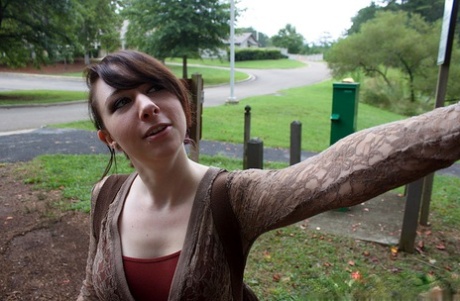 Amateur chick Cheyenne heads into the woods to make a homemade sex tape