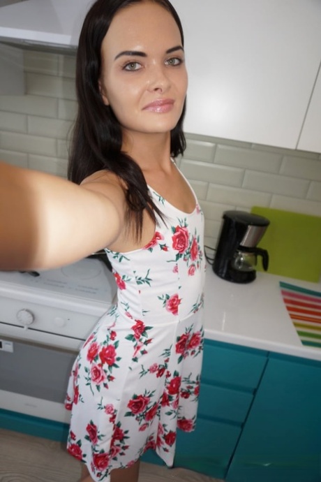 Brunette beauty shows her tiny tits & big booty in her selfie compilation