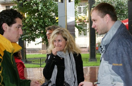 Blonde girl does hardcore anal in an abandoned building with strangers