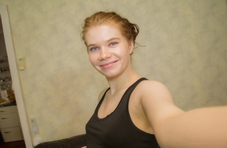 Naughty pregnant babe takes nude selfies showing her small tits