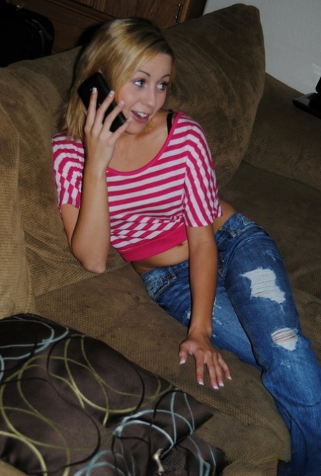 Lovely amateur shows her stunning tits & spreads her shaved cunt up close