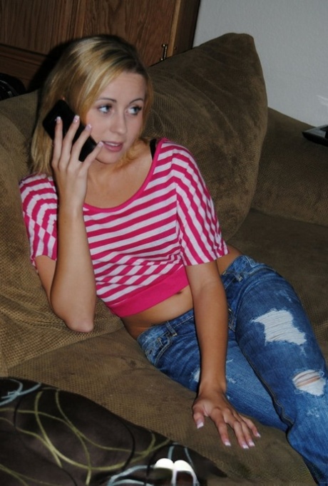 Lovely amateur shows her stunning tits & spreads her shaved cunt up close