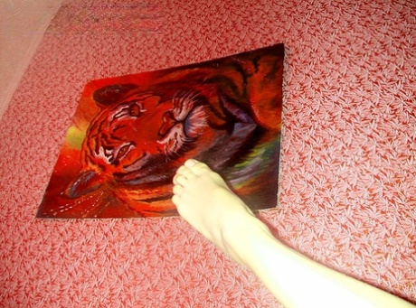 Tall amateur Aurita poses naked during candid action around her palce