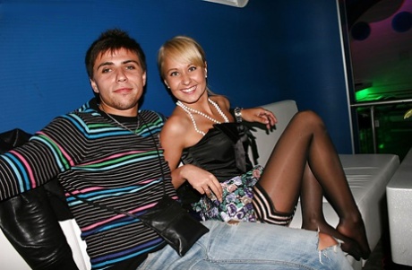 Seductive blonde babes get picked up and go naughty with a lucky guy