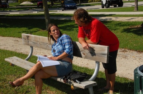 Overweight female gets picked up for a quick fuck at the park