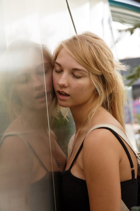 Teen girlfriend Lily Ivy flashes her ass and incredible natural tits in public