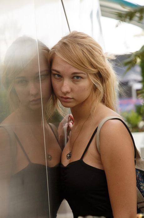 Teen girlfriend Lily Ivy flashes her ass and incredible natural tits in public