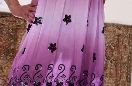 Latina amateur with puffy nipples undressing and exposing her shaved holes