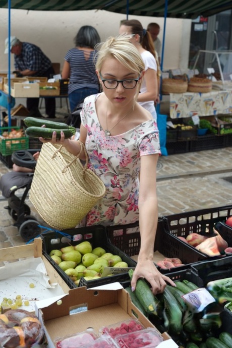 Thin blond chick Chloe Toy enjoys a smoke as she goes about her daily business