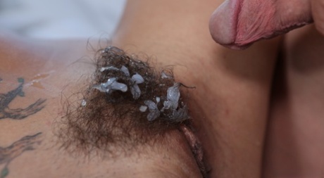 American Latina with a hairy pussy April O'neil gets a creampie