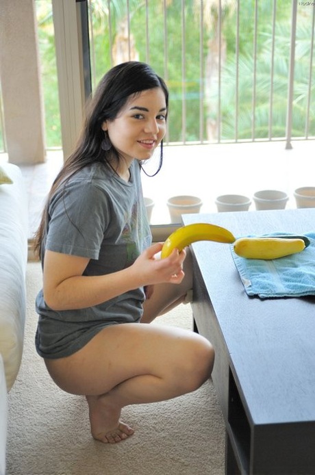 Adorable teen Nadine shows her tits and enjoys amateur masturbation action