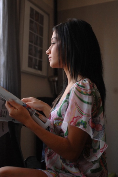 Brunette solo girl takes off cotton underwear before twerking