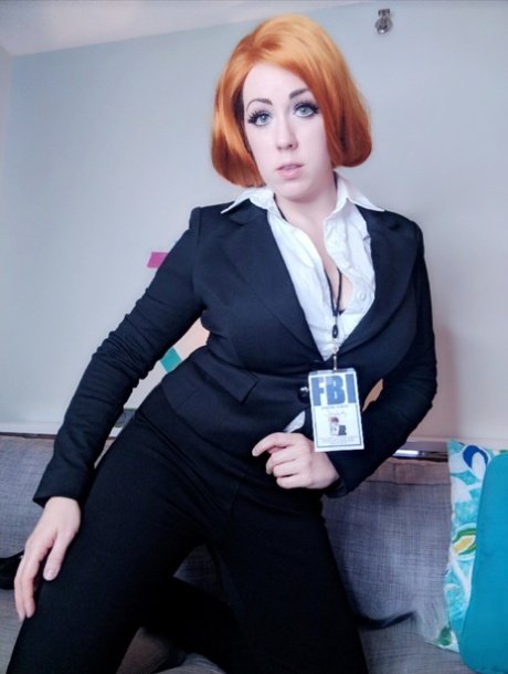 Super hot redhead Kayla Kiss in black lace underwear reveals her big tits