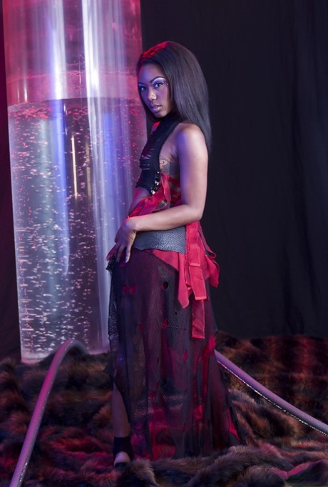 Hot ebony model Chanell Heart maturbating her spread black pussy