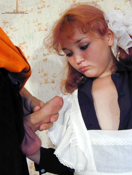 Redhead schoolgirl fucks an older guy that catches her masturbating