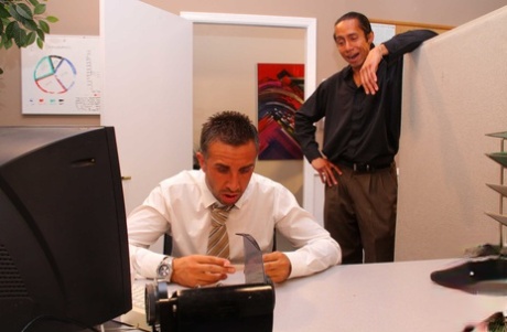 Big titted Eve Laurence sucks cock & gets her pussy eaten in sweet office sex