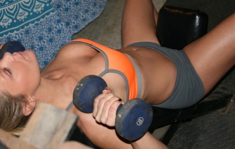 Athletic amateur Meet Madden works out in a sports bra and shorts