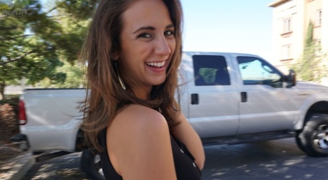 Aroused Layla London sucks off a guy in POV after some sexy teasing