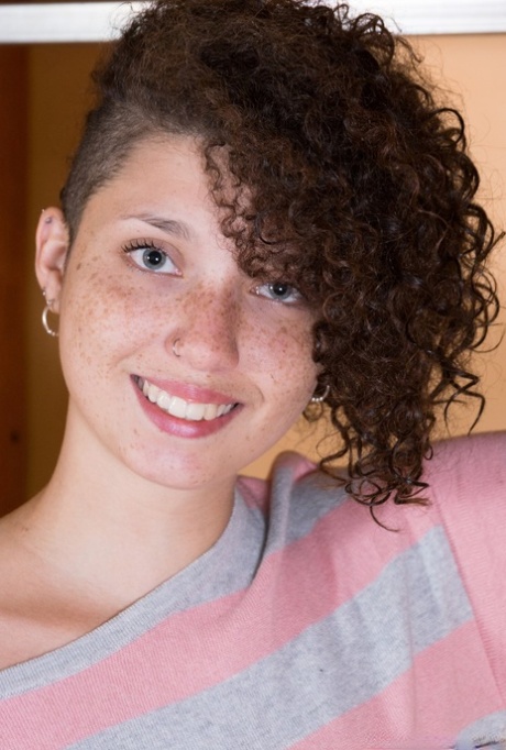 Hot Shannel sheds white panties to spread very hairy pussy wide open close up