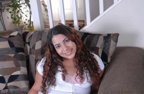 Latina BBW Mercedez pulls panties aside to spread fat hairy twat