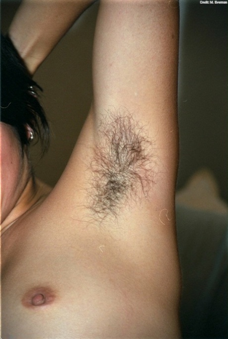 Asian amateur Amanda showing off fur covered underarms before baring beaver