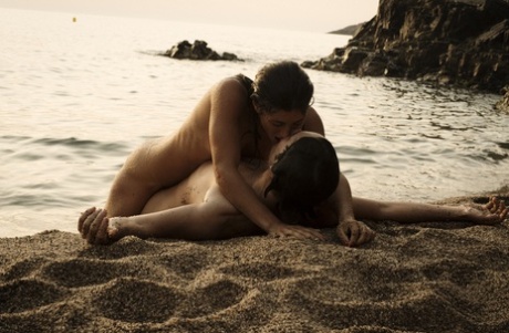 Brunette girl Julia Roca banged doggystyle on the beach by Bel Gris