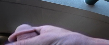 Oblivious busty Karmen Jay's big tits captured in downblouse voyeur photos