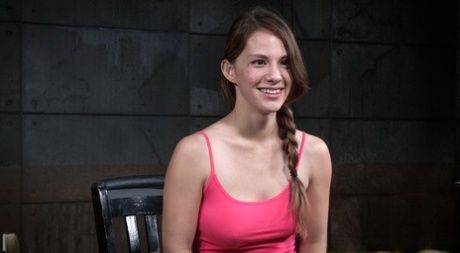 Tiny girl Devilynne endures mouth fucking and being masturbated in dungeon