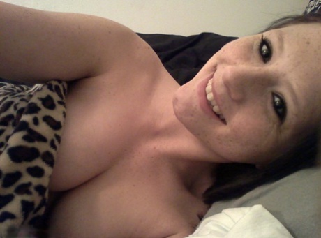 Stacked brunette cutie Freckles 18 takes pictures of her naked body