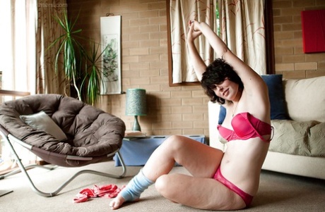 First time getting nude for amateur girl Laria and her big all natural tits