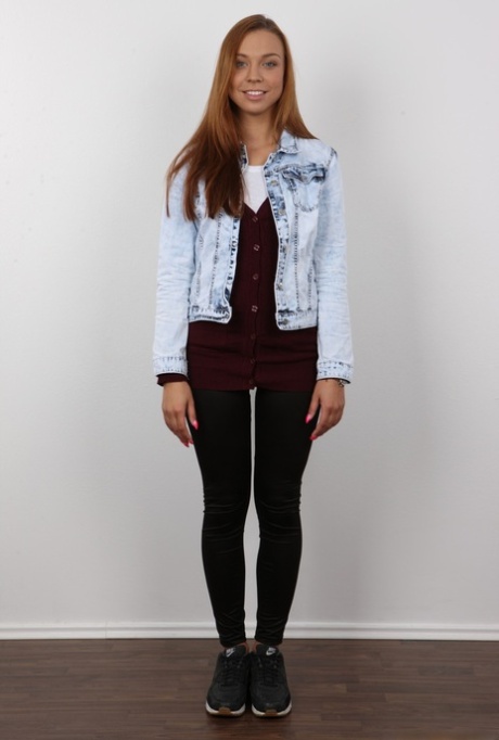 Pretty amateur Lucie strips away her jeans & panties to show her slender body