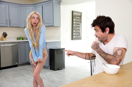 Horny blonde Kenzie Reeves seduces her stepbrother while wearing no pants