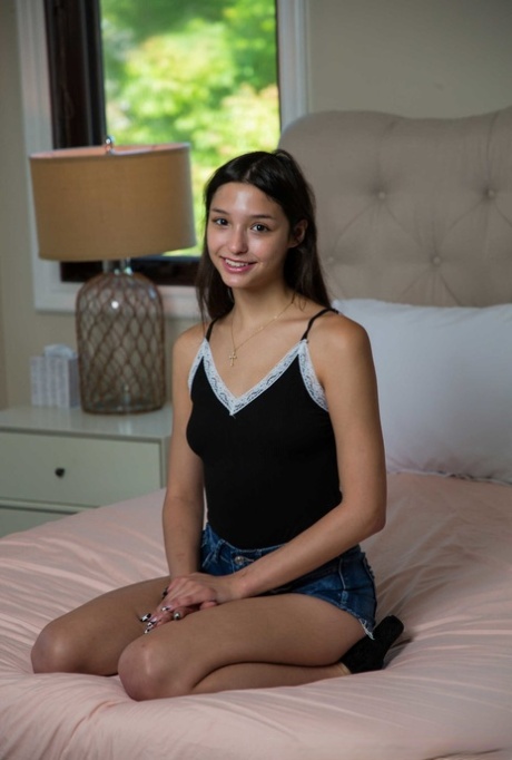 Lovely brunette teen Layla Jenner enjoys hardcore sex with a muscular guy