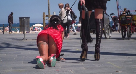 Skinny Tina Kay & busty MILF Susy Gala enjoy bondage action in a car workshop