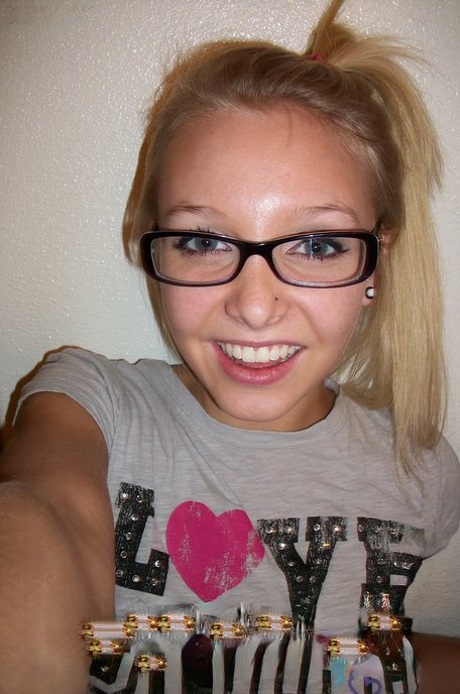 Cute nerdy teen Elle 3 takes selfies of her fresh natural nipples and ass