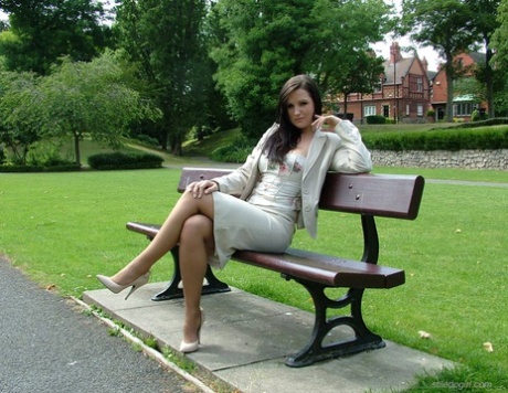 Outdoor posing from a beautiful non nude model in high heels Donna