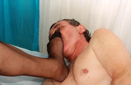 Nylon clad European granny giving head and and riding cock before cumshot