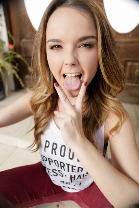 Fitness girl Dillion Harper in black underwear undresses to show naked body