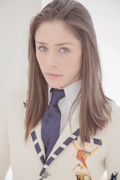 Schoolgirl in uniform drops sexy panties, gives POV blowjob & eats cum